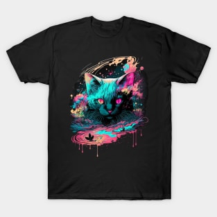 Colorful Cat Melting T-Shirt